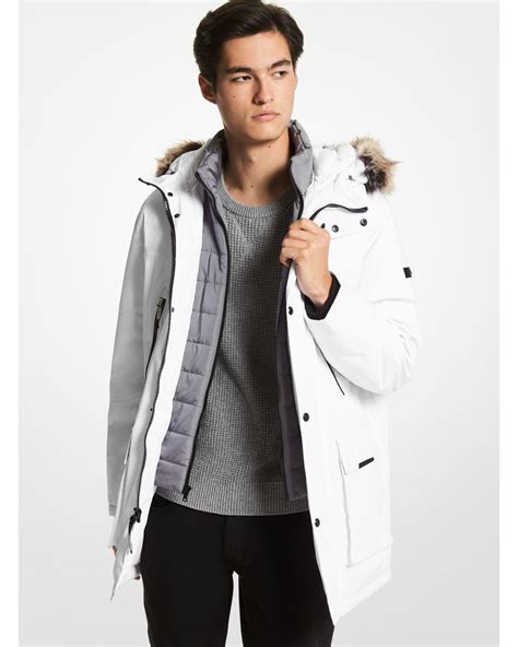 mens michael kors faux fur parka|Benson Faux Fur Trim Woven Parka .